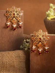 Voylla Gold-Plated Floral Stud Earrings