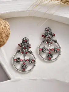 Voylla Silver-Plated Teardrop Drop Earrings