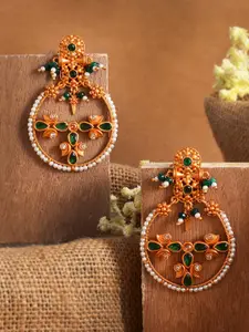 Voylla Gold-Plated Contemporary Drop Earrings