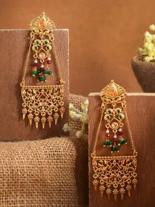 Voylla Gold-Toned Contemporary Drop Earrings