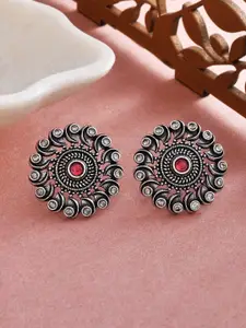 Voylla Silver-Toned Circular Studs Earrings