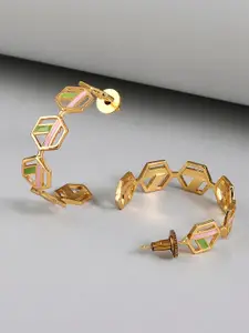 Voylla Gold-Toned Geometric Half Hoop Earrings