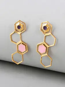 Voylla Gold-Toned Geometric Drop Earrings