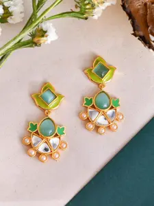 Voylla Gold-Plated Contemporary Drop Earrings