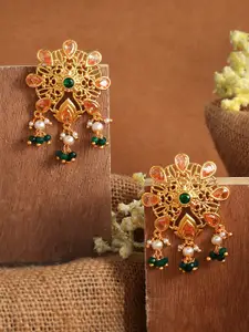 Voylla Gold-Plated Contemporary Drop Earrings