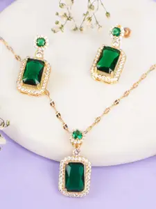SALTY Luxury Emerald Necklace with Earrings Jewellery Set