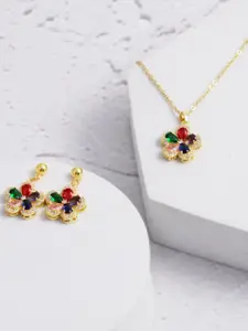 SALTY Stone-Studded Anti-tarnish Vibrant Beauty Earrings & Necklace