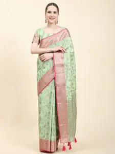 PHEASANT Floral Woven Design Zari Silk Cotton Saree