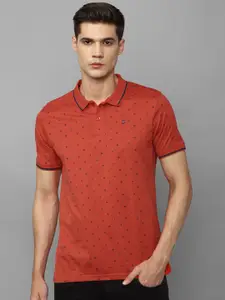 Louis Philippe Sport Micro Ditsy Printed Polo Collar Slim Fit Pure Cotton T-shirt