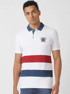 Peter England Casuals Striped Polo Collar Slim Fit T-shirt
