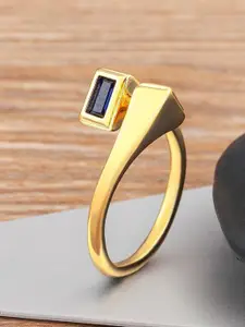 ZIVOM Women 18K Gold-Plated Crystal Ring