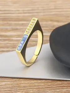 ZIVOM 18KT Gold-Plated CZ Finger Ring