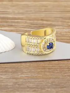 ZIVOM 18K Gold Plated CZ-Studded Finger Ring