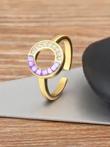 ZIVOM 18K Gold-Plated Cubic Zirconia Studded Ring