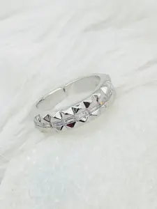 ZIVOM Silver-Plated CZ-Studded Adjustable Finger Ring