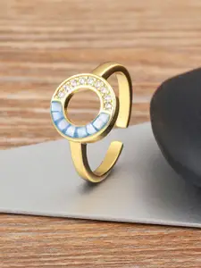 ZIVOM 18K Gold-Plated Cubic Zirconia Studded Adjustable Ring
