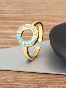 ZIVOM 18K Gold-Plated CZ-Studded Finger Ring