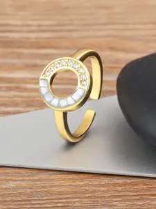 ZIVOM 18K Gold-Plated Cubic Zirconia Studded Finger Ring