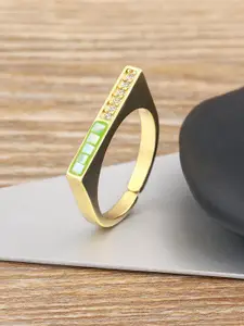 ZIVOM 18K Gold Plated CZ-Studded Finger Ring