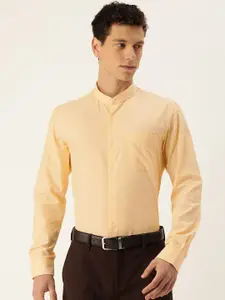 Peter England Band Collar Textured Slim Fit Formal Shirt