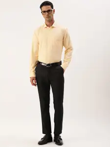 Peter England Spread Collar Textured Slim Fit Formal Shirt