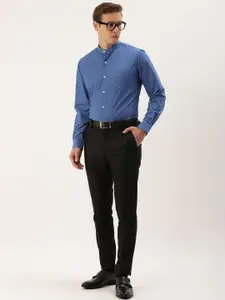 Peter England Slim Fit Band Collar Full Sleeves Solid Formal Shirt