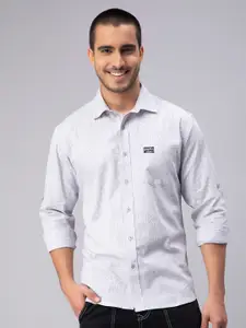 PEPLOS Custom Geometric Opaque Printed Cotton Linen Casual Shirt