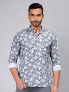 PEPLOS Custom Abstract Printed Cotton Linen Casual Shirt