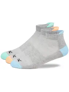 HRX by Hrithik Roshan Pack Of 3 Grey Patterned Ankle-Length Socks