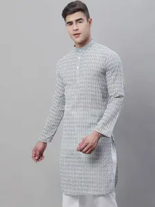 SOJANYA Geometric Embroidered Thread Work Pure Cotton Kurta