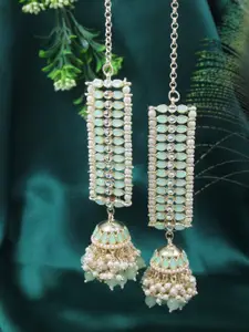 I Jewels Gold-Plated Dome Shaped Kundan Studded Jhumkas Earrings