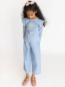 A Little Fable Girls Pure Cotton Top with Palazzos