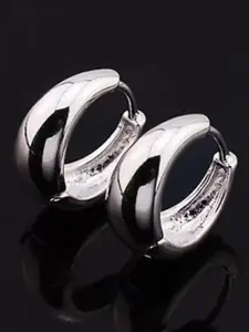 Silver Shine Set Of 2 Silver-Plated Circular Shaped Hoop Earrings