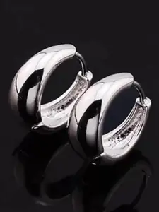Silver Shine Silver-Plated Contemporary Hoop Earrings