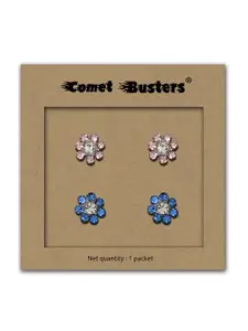 Comet Busters Set Of 2 Contemporary Stone Studs Earrings