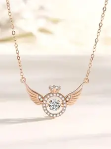 MEENAZ Rose Gold-Plated CZ-Studded Pendant