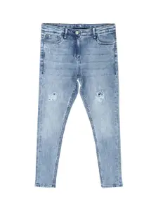 Peter England Girls Skinny Fit Mildly Distressed Heavy Fade Jeans