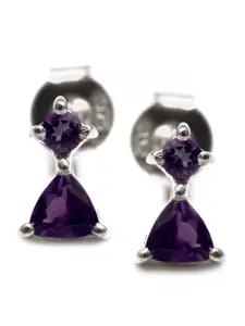 HIFLYER JEWELS Sterling Silver Triangular Amethyst Drop Earrings