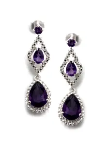 HIFLYER JEWELS Sterling Silver Teardrop Shaped Amethyst Drop Earrings