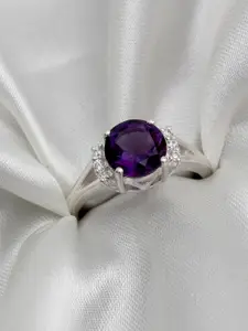 HIFLYER JEWELS Sterling Silver Amethyst-Studded Finger Ring