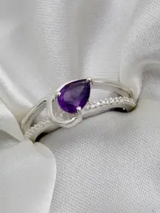 HIFLYER JEWELS 925 Sterling Silver-plated Amethyst-Studded Finger Ring