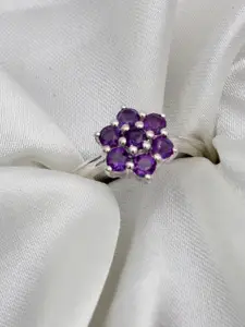 HIFLYER JEWELS 925 Sterling Silver Amethyst-Studded Finger Ring