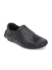 Hitz Men Perforations Lightweight Leather Driving Shoes