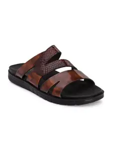 Hitz Men Textured  Leather Comfort Sandals