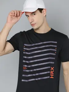 HRX by Hrithik Roshan Men Striped Pure Cotton T-shirt