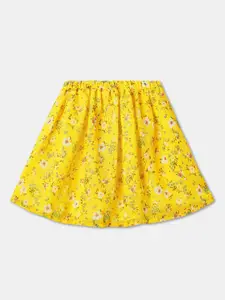 R&B Girls Floral Printed A-Line Pure Cotton Mini Skirt