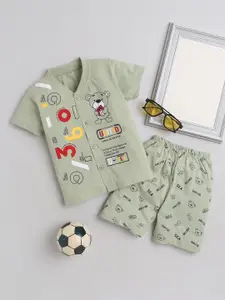 FOURFOLDS Boys Printed Pure Cotton T-shirt with Shorts