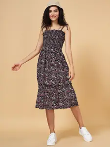YU by Pantaloons Floral Printed Tiered Fit & Flare Midi Dress