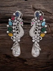 Kushal's Fashion Jewellery Peacock Shaped Studs Earrings