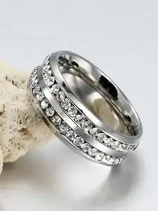 MEENAZ Men Silver-Plated AD-Studded Adjustable Finger Ring